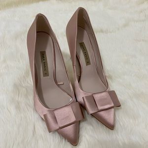 Zara Pointed Toe Tie Bow Pink Heels